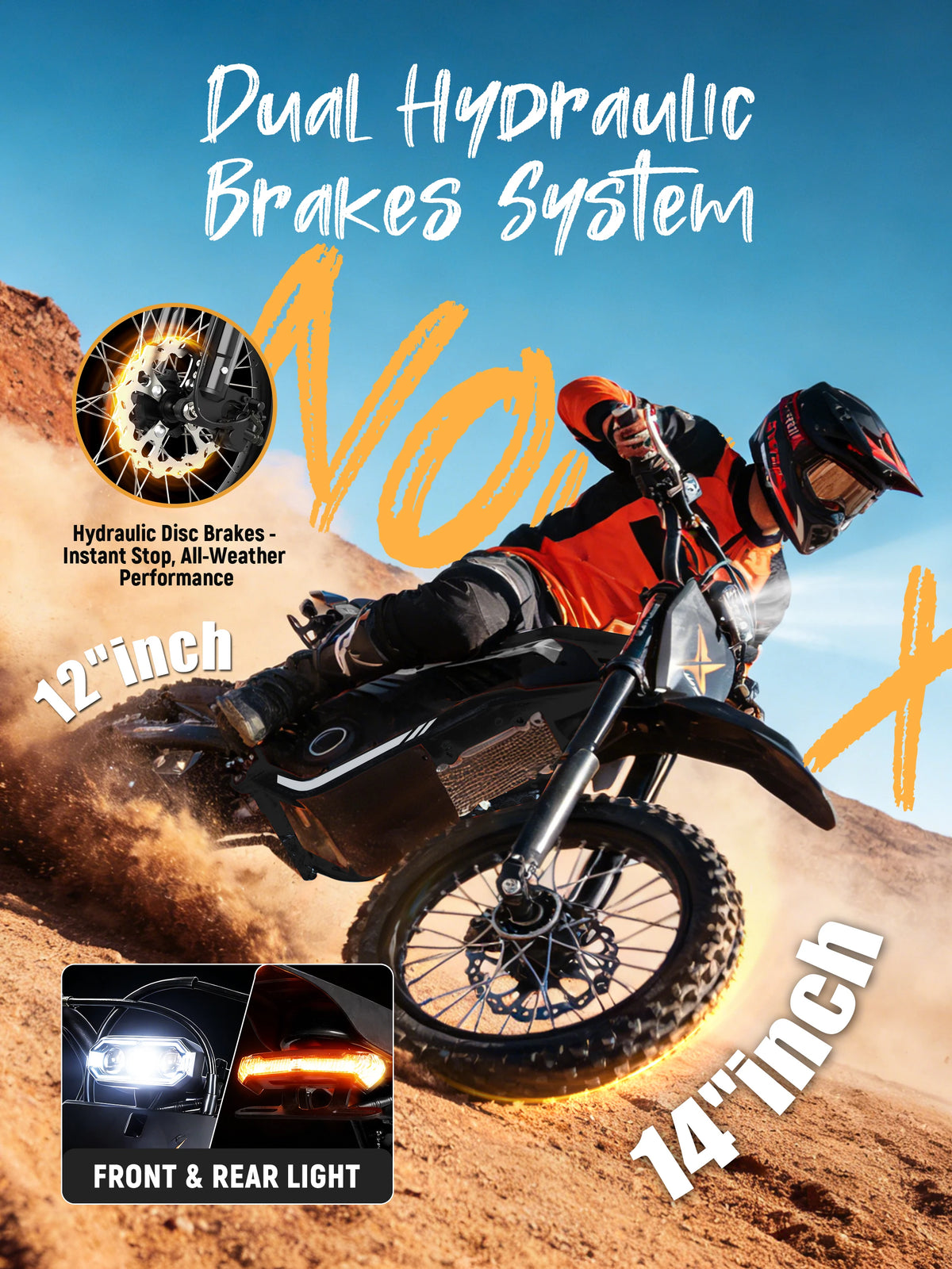 Eskute Nova X Electric Dirt Bike for Teens & Adults, 14"/12" Fat Tire Electric Motorcycle, 48V23AH Battery Nova Ebike 35-46MPH Ebike, Full Suspensions E-Moped for Kids, Teens & Adult
