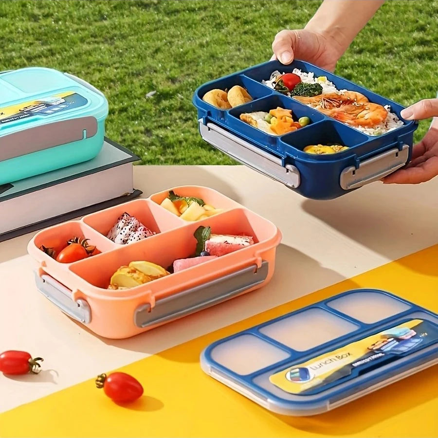 1PC Four grid plastic lunch box 1300ML,student office lunch box,Sealed Leak Proof And Easy To Clean Student Bento Box