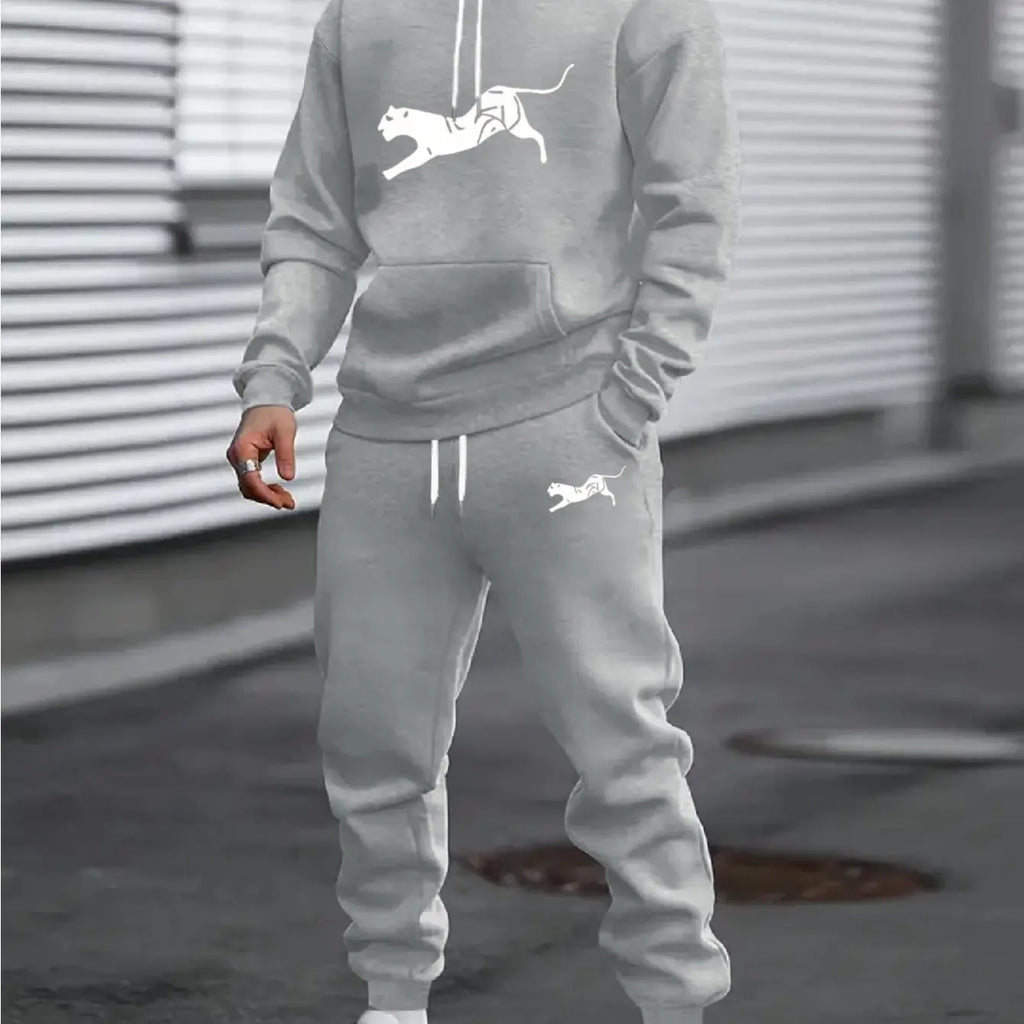 New autumn hoodie hooded set for men and women with drawstring and pockets suitable for daily casual wear, warm and comfortable