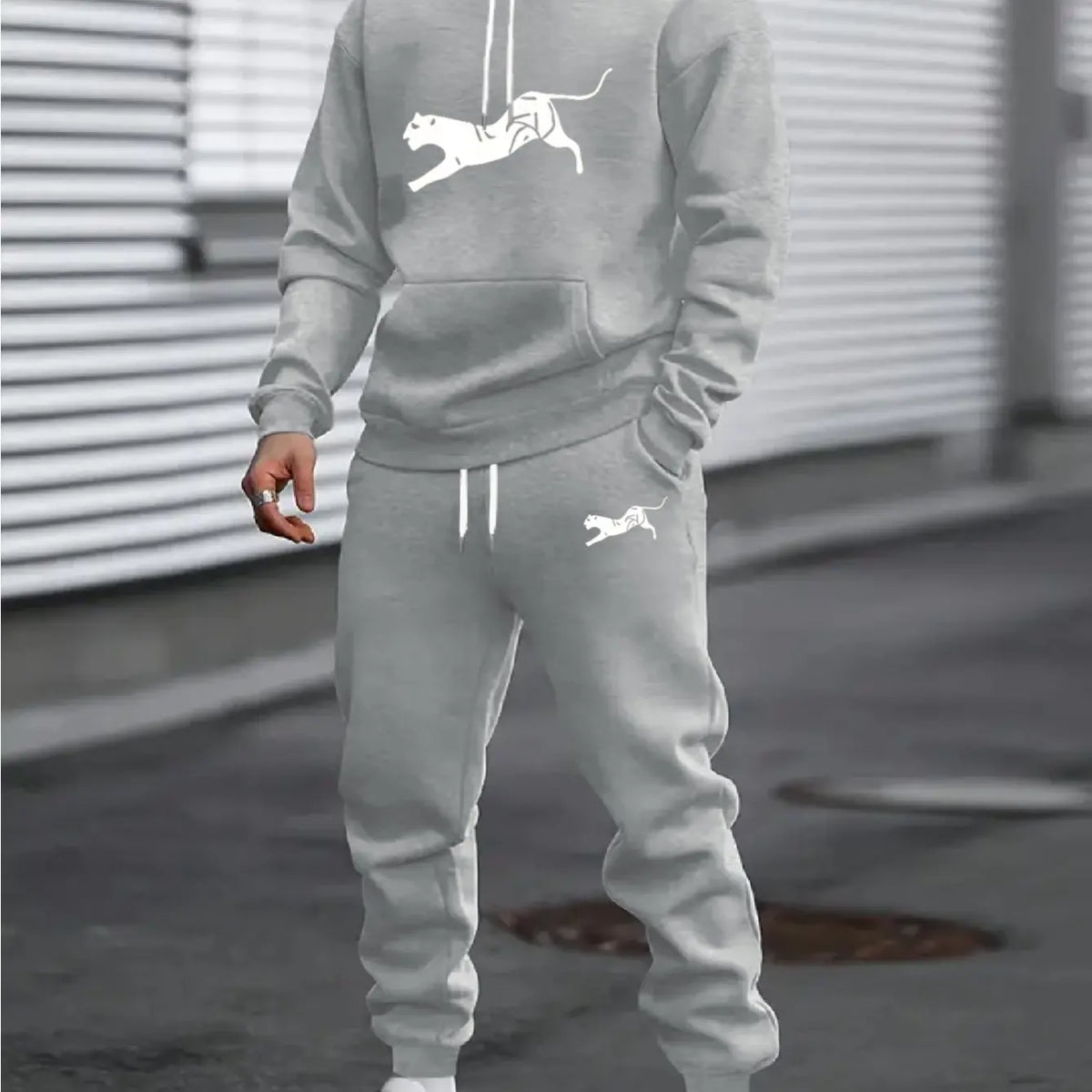 New autumn hoodie hooded set for men and women with drawstring and pockets suitable for daily casual wear, warm and comfortable