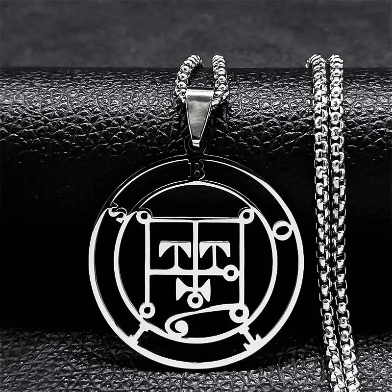 2024 Fashion Sigeal Sigil De Lucifer Stainless Steel Satan Necklace Asmoday Lazer Key Baphomet Stamp Jewelry N7118S03