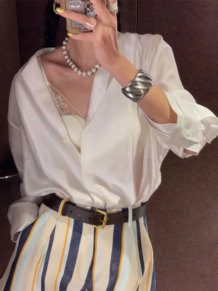 Chic Striped Women's Shorts Loose Mid-Waist Button Pocket Lady Short Pants 2026 Summer Autumn Fashion Female Street Bottoms