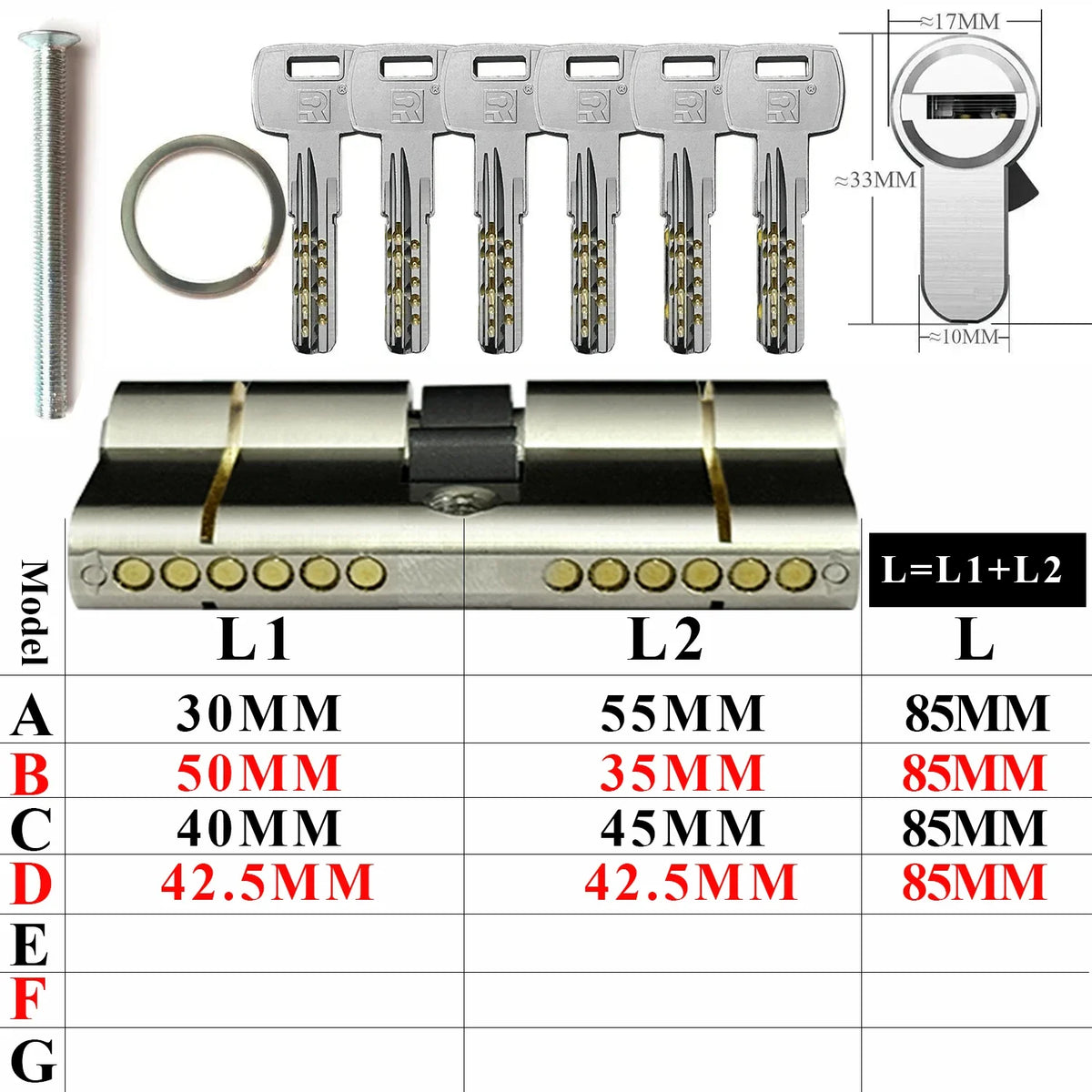 Customize the same key to open all cylinder doors European standard high quality Door lock 11-pin anti-theft lock cylinder