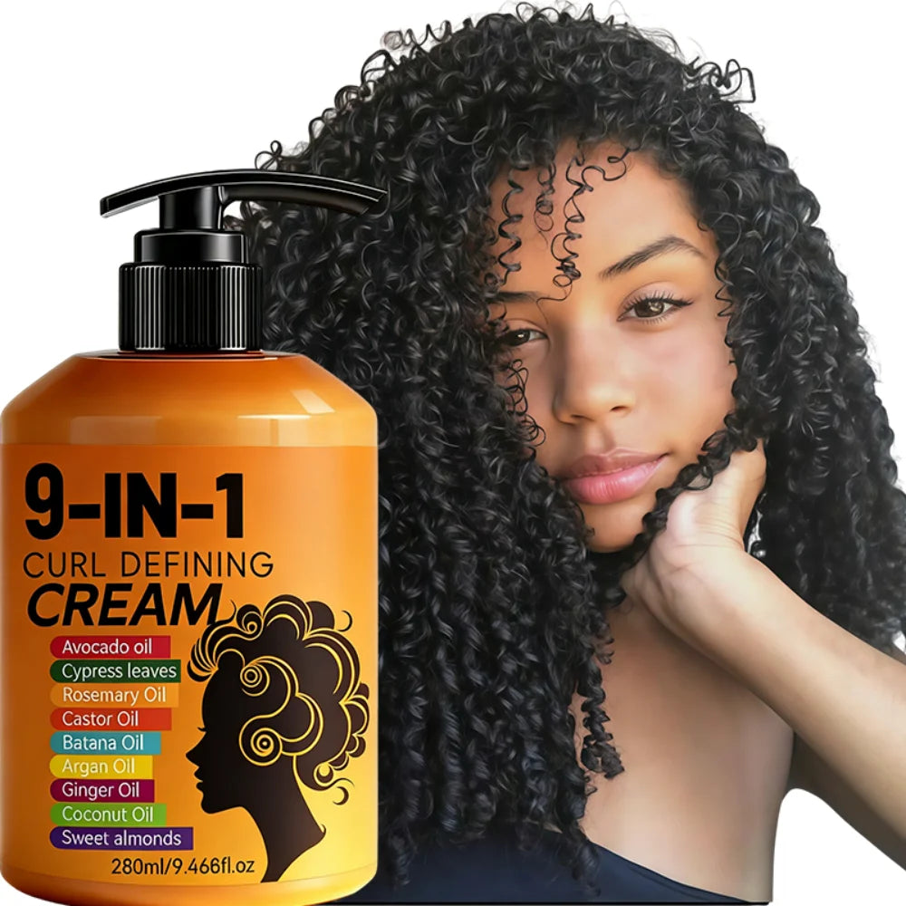 280ml Curly Hair Styling Cream, Moisturizing and Smoothing Formula, Enhances the Elasticity and Shine of Curly Hair, Easy to Set