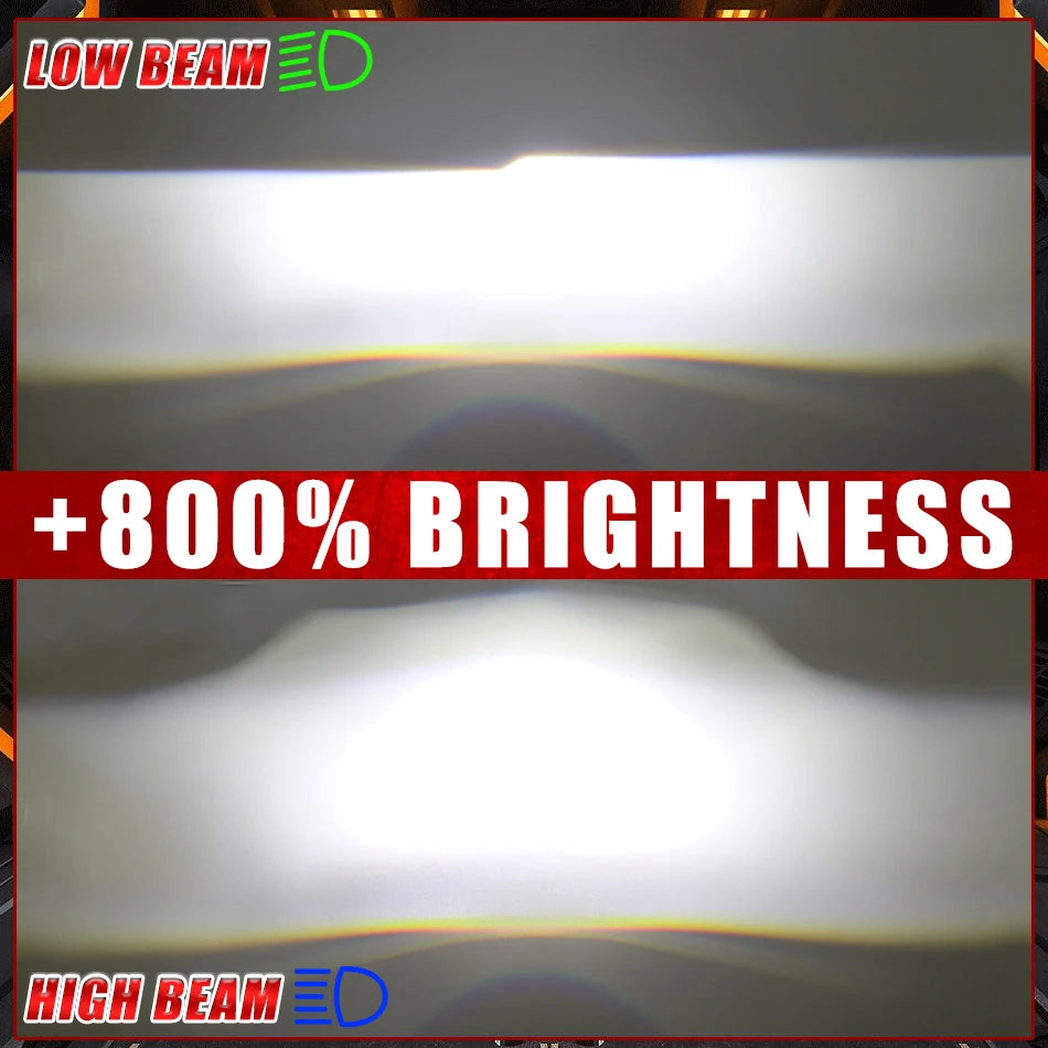 2.5 Inch Bi Led Projector Lens Led Light H4 H7 9005 9006 Car Headlight Bulb High Low Beam 6000K Diode 300W 30000LM Turbo Tuning