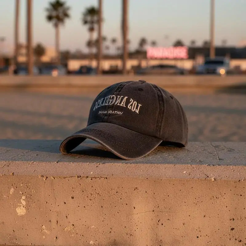 Retro Baseball Cap For Women Summer Washed Denim Letter Sun Hat Wide Brim Fashionable Duckbill Cap