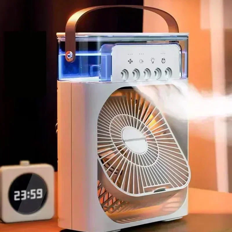 3 In 1 Small Air Conditioner Home Air Cooler LED Night Light Portable Humidifier Wind Adjustment Fan Office Home Fan