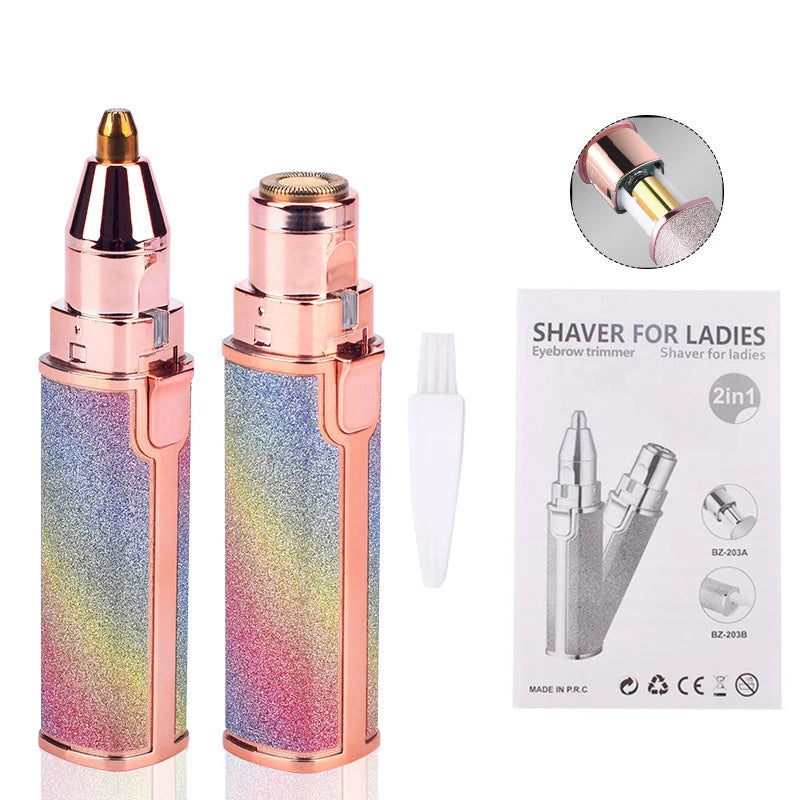 2 in 1 Rechargeable Electric Eyebrow Trimmer Lady Shaver Women Epilator Facial Hair Remover Pen Size Female Hair Shaving Razor