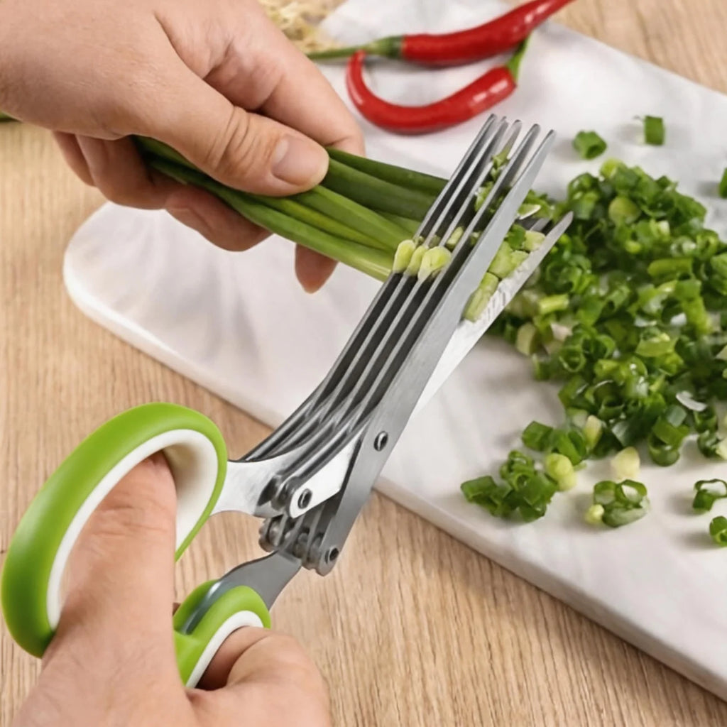 1/2pcs 5-layer Scallion Scissors Stainless Steel Multifunctional Shredded Paper Cutter Vegetable Onion Shears Kitchen Gadgets