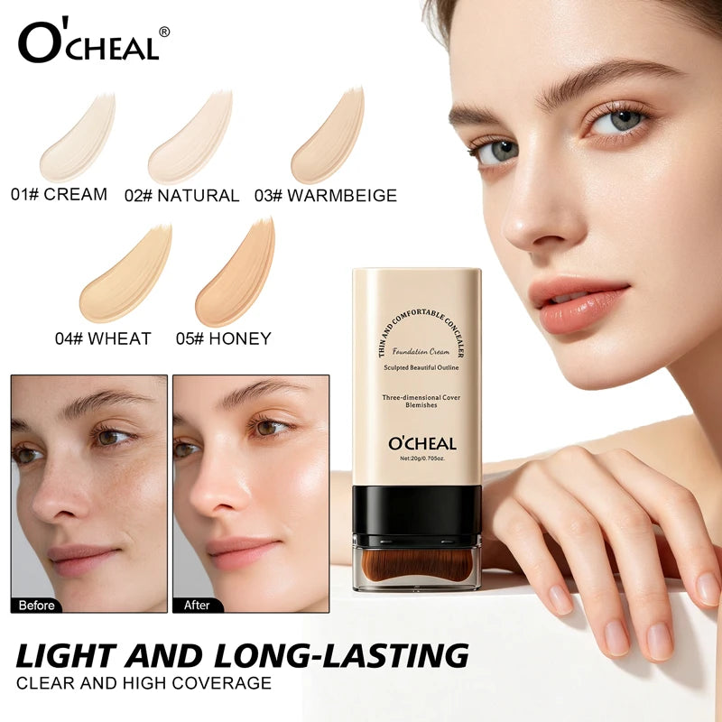 Double-Headed Foundation Make-Up Stick, Waterproof, Set Makeup, conceal, Moisturize, Control Oil, Brighten, No Makeup Transfer