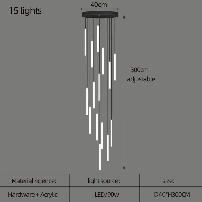 Nordic Stairs LED Long Chandeliers Minimalist Duplex Attic Living Room Kitchen Pendant Lights Home Decoration Ceiling Chandelier