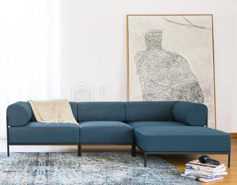 F1 minimalist small apartment metal fabric light luxury modern living room exhibition hall complete sofa
