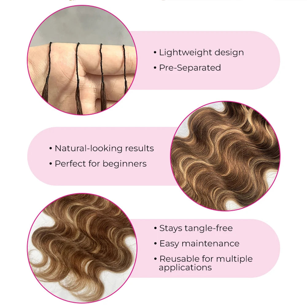 Highlight Miracle Knots Feathered Crochet Human Hair Body Wave 100% Raw Human Hair Extensions Boho Braids Crochet Human Hair