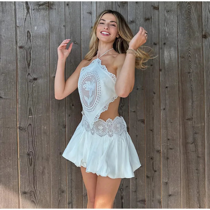 Women Elegant Lace Long Pant Set Square Neck Sheer Ruffle Hem Crop Cami Top High Waist Wide Leg Trousers 2026 Summer Chic Suit