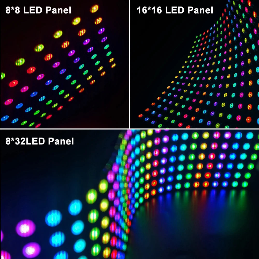WS2812B Individually Addressable LED Panel Digital Flexible 5050 RGB Matrix Screen Module Light DC5V 8x8 16x16 8x32  64/256Pixel