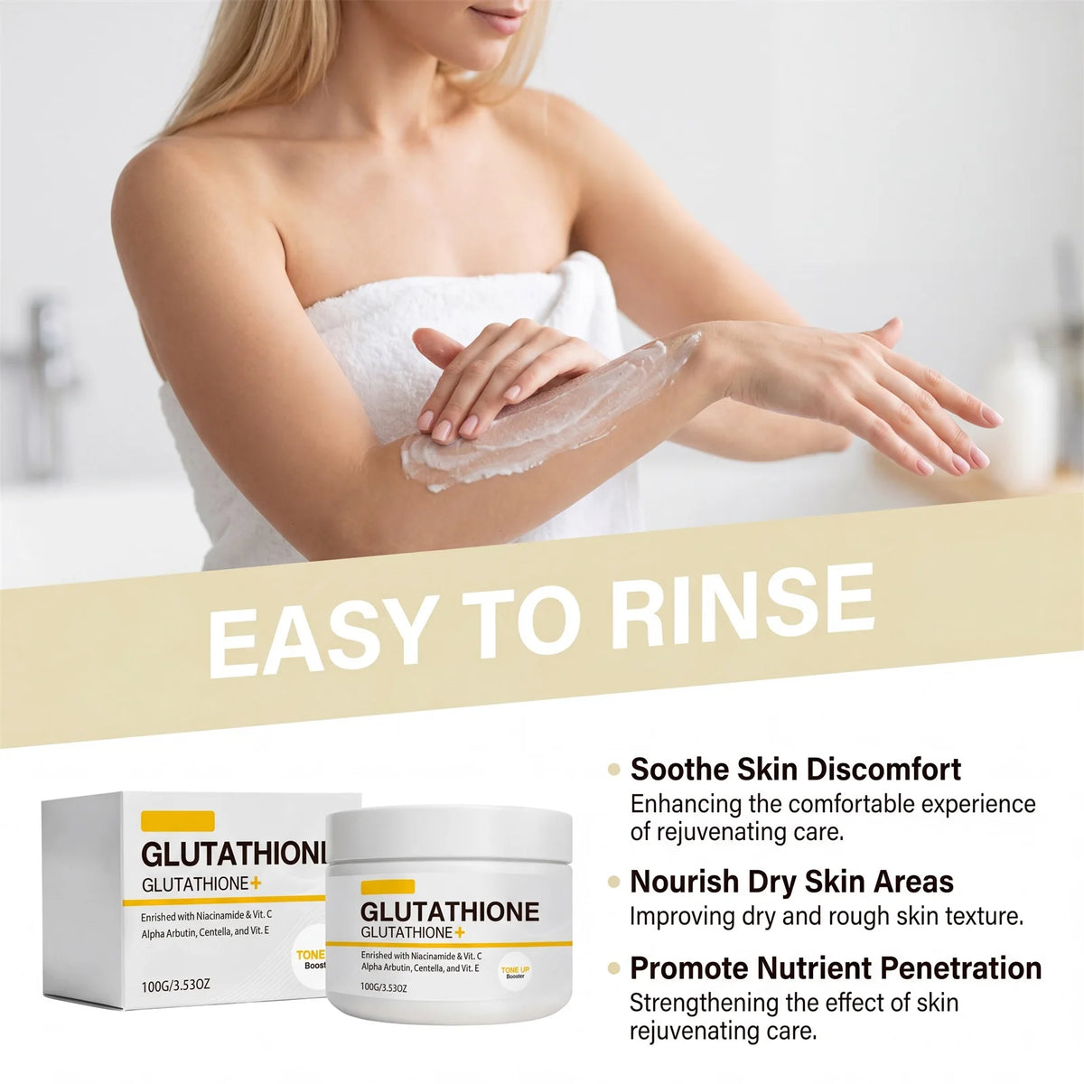 100g Glutathione Whitening Cream Tone Up Booster Niacinamide Vitamin C Alpha Arbutin Dark Spot Corrector Glow Face Moisturizer