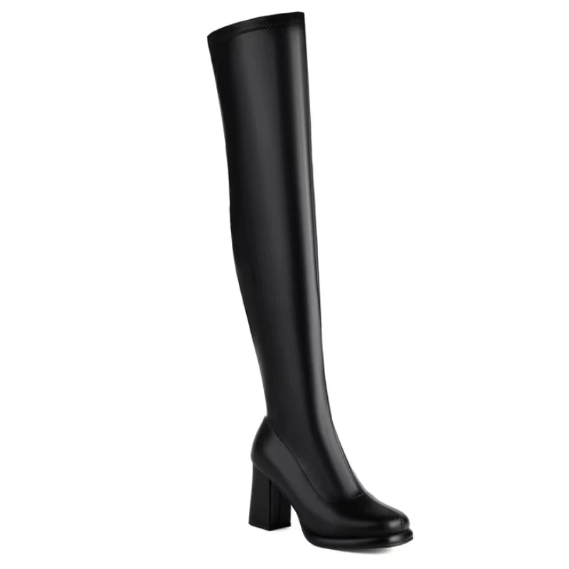 SGESVIER Women's Over the Knee High Boots Elegant Autumn Winter Shoes Gold Silver Heeled Long Thigh Boot Ladies Party Shoes
