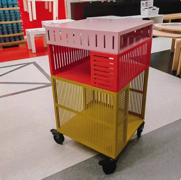 Multifunctional Metal Storage Cabinet with Wheels, Suitable for Bedroom, Living Room, Office, Modern Design Storage Cabinet