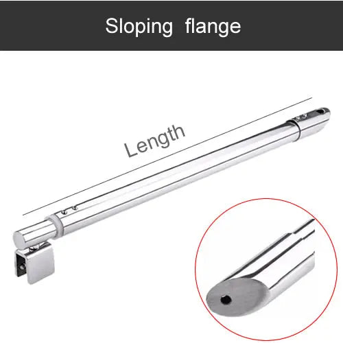 Stainless Steel Shower Glass Door Fixed Rod Clamp Bathroom Glass Support Bar Plane Fixed Adjustable Length Easy to Install