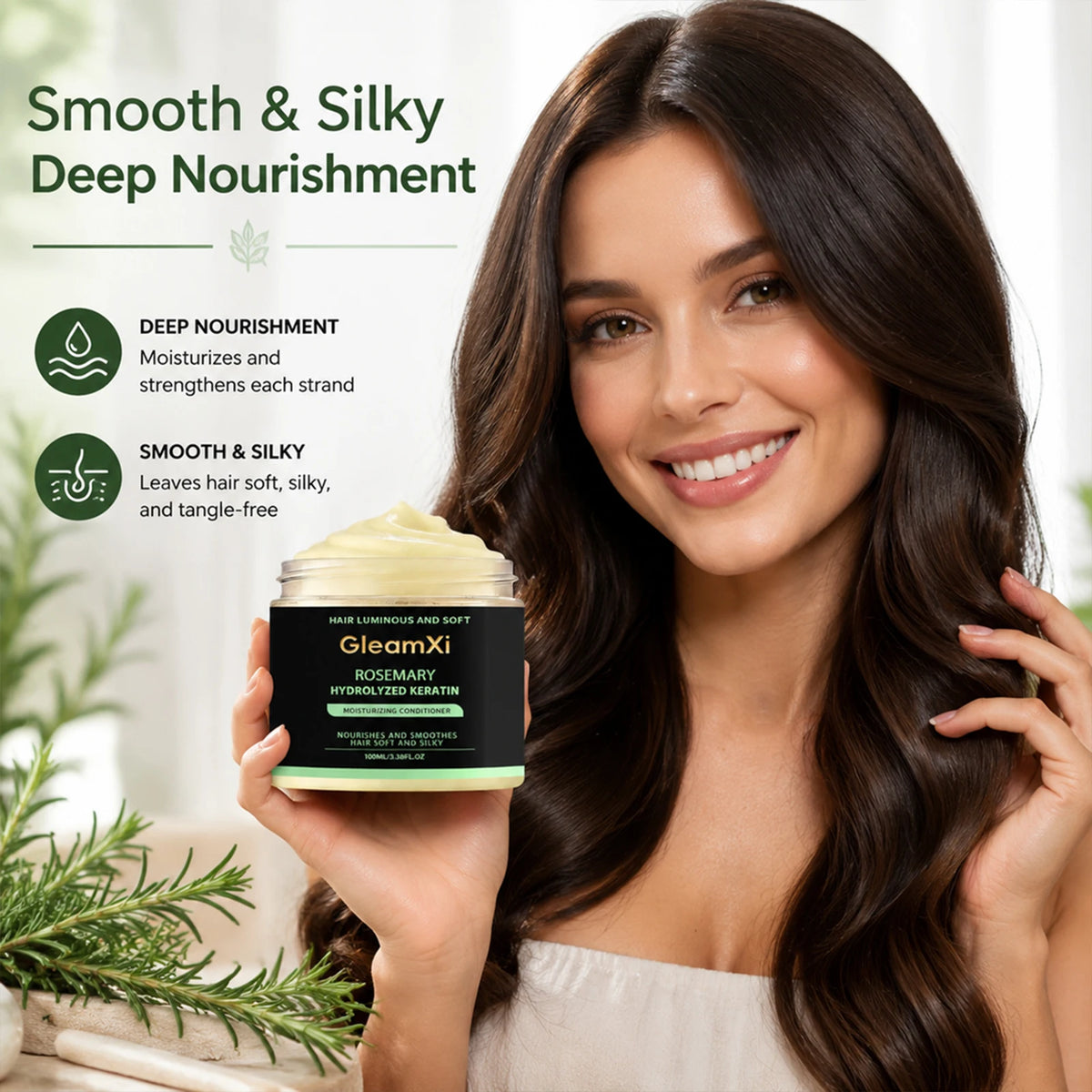 Rosemary Hair Growth Shampoo&Conditioner Set Hydrolyzed Keratin Natural Anti Loss Thickening Shampoo Repair Nourishing Scalp