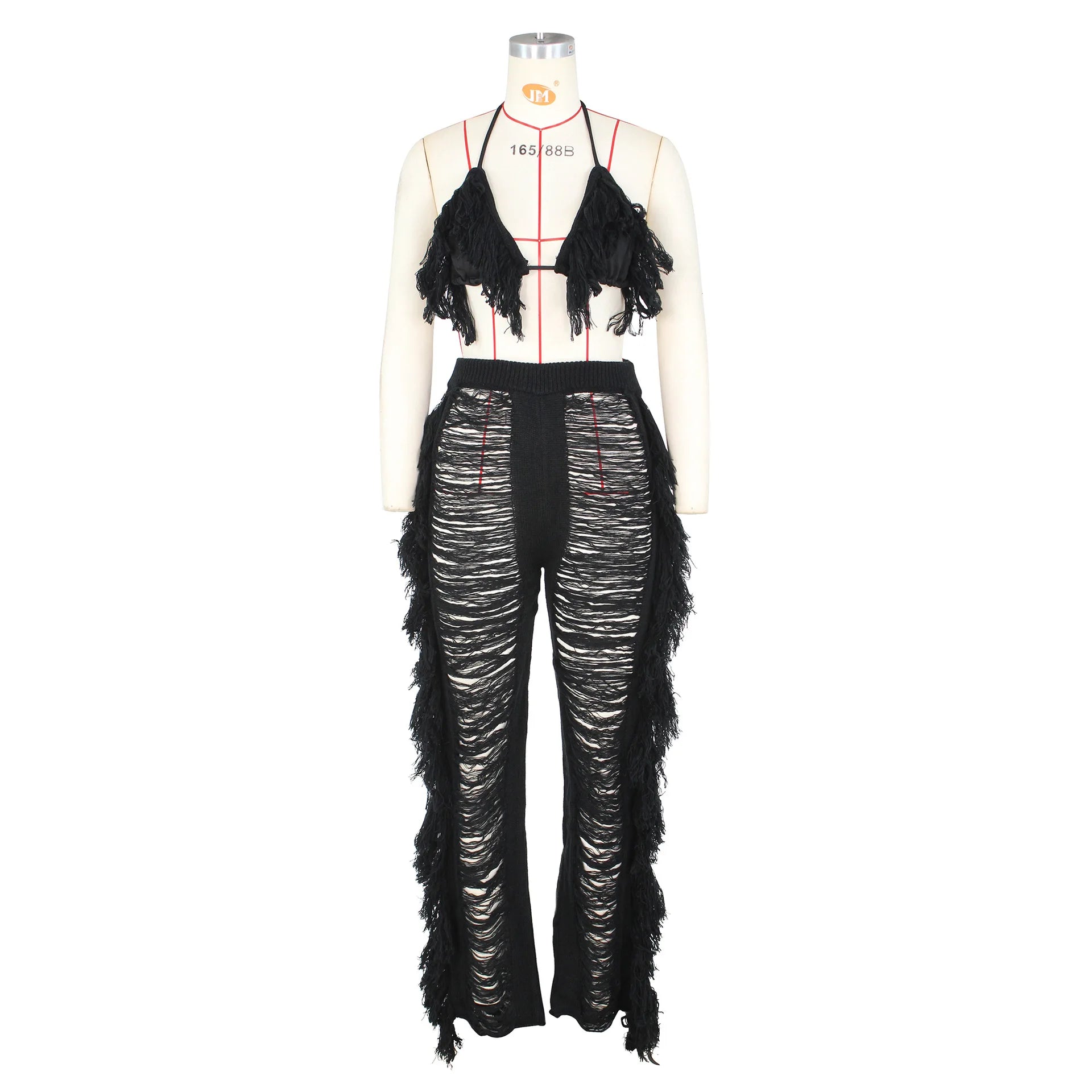 Sexy Women 2025 Knitted Set Two Piece Set Halter Backless Bra Crop Top Pants Crocheted 2 Pieces Set Hollow Out Crochet Beach Set