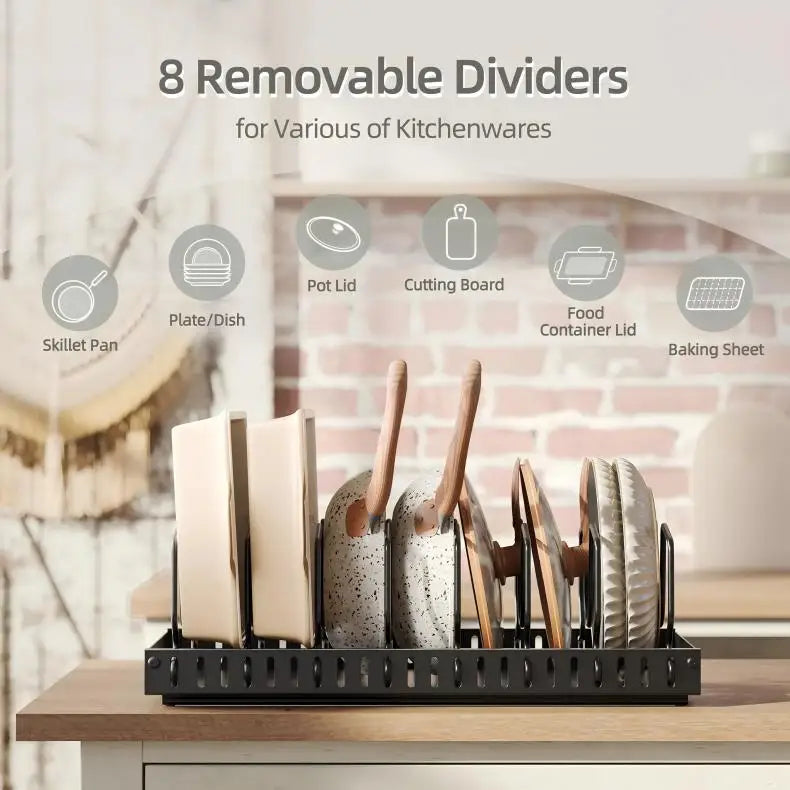 Kitchen Multifunctional Organizer - Pull-Out for Pots/Pans, Sliding Lid Holder, Spice Rack & Dish Drying Racks Drawer Organizer