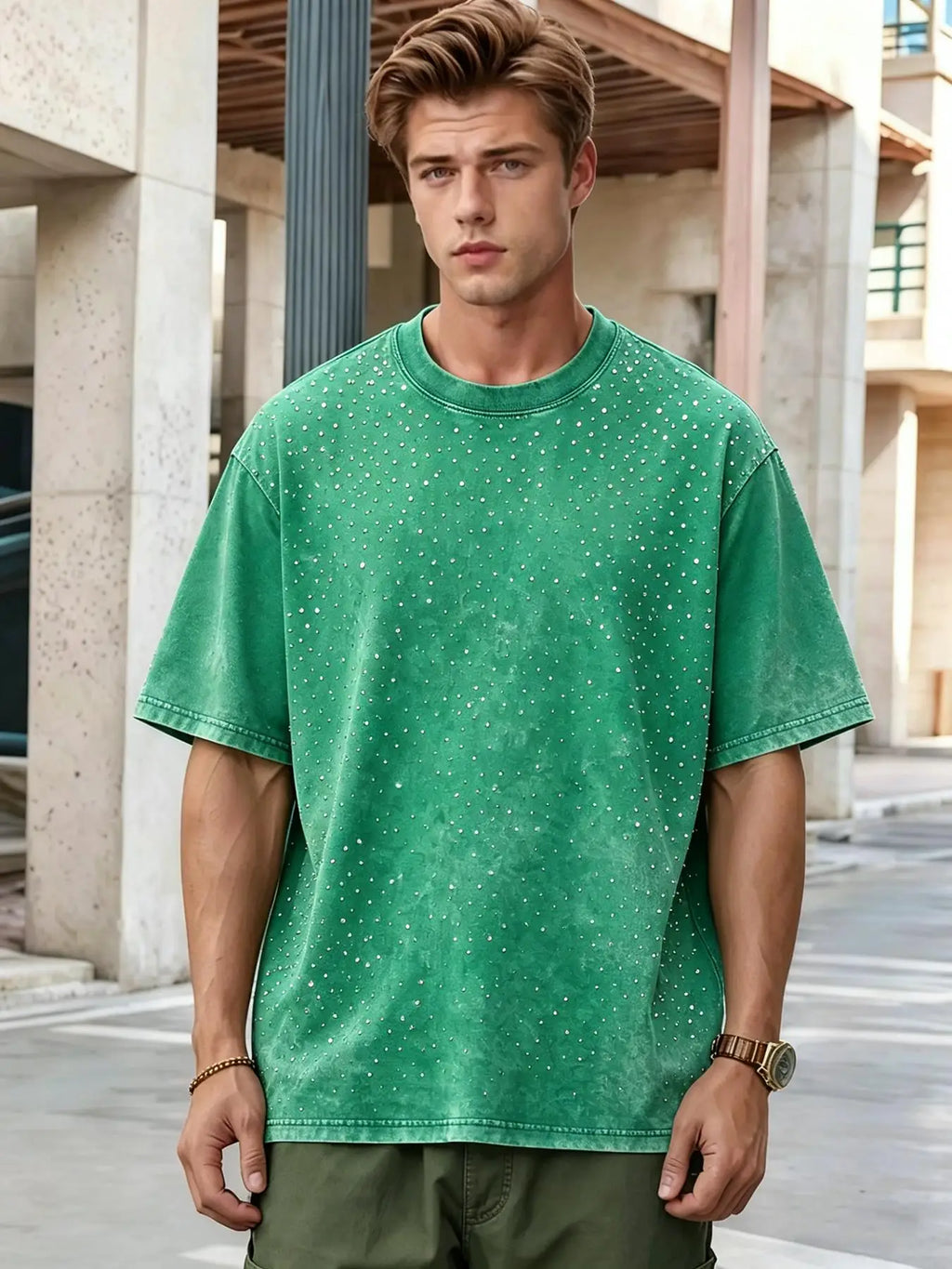 Solid Washed And Distressed T Shirt Men Trendy Loose Holes Clothes Summer Breathable Fitting Pure Cotton Soft Unisex T-Shirt