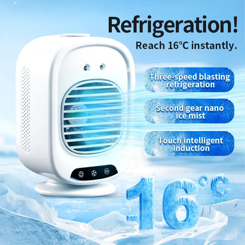2026 New Portable Home Mini Air Conditioner Fan Spray Cooling Humidifier Desktop Mobile Cold Wind Machine