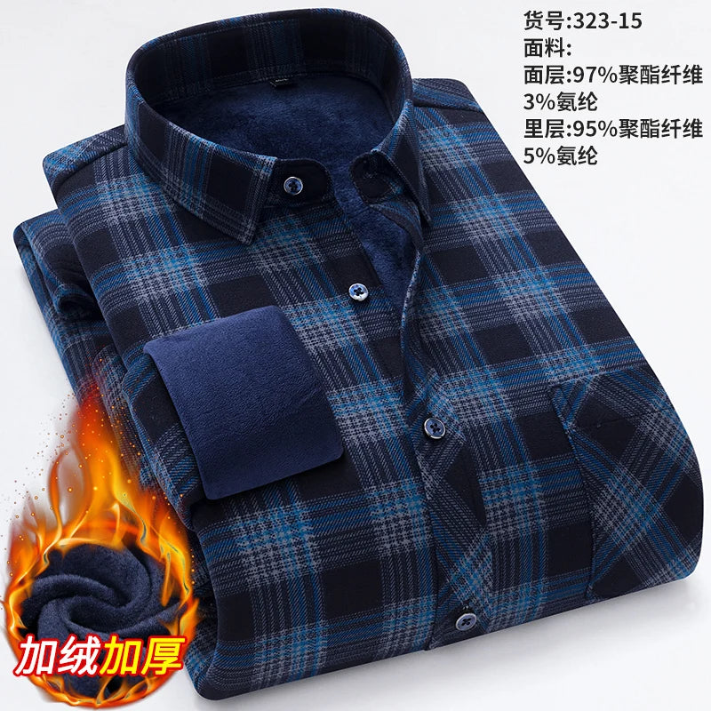 New Men's Autumn Winter Casual Long Sleeve Plaid Shirts Thick Warm Male Casual High Quality Soft Plus Size Business Check Shirts