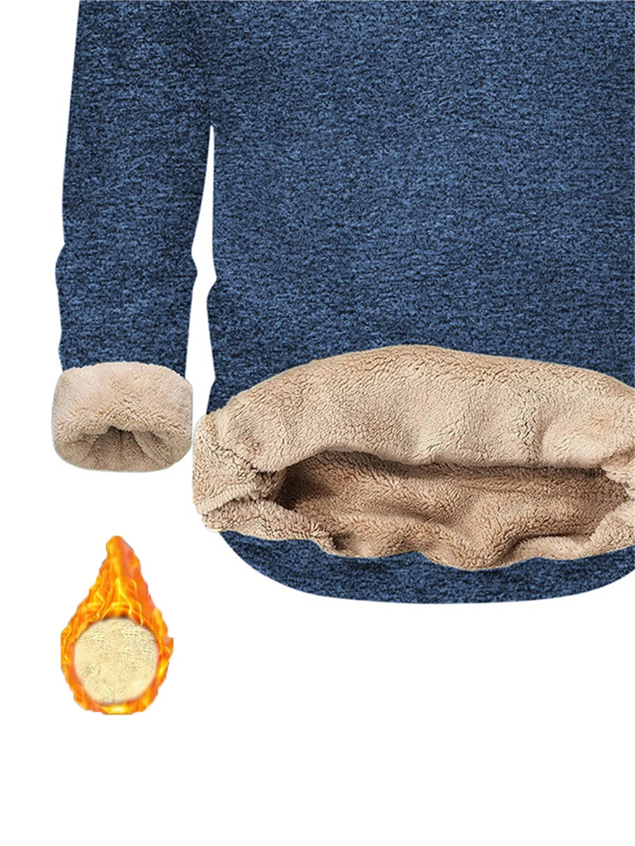 Lamb Fleece Round Neck Top for Men in Winter with Thick and Warm Fleece Hoodie