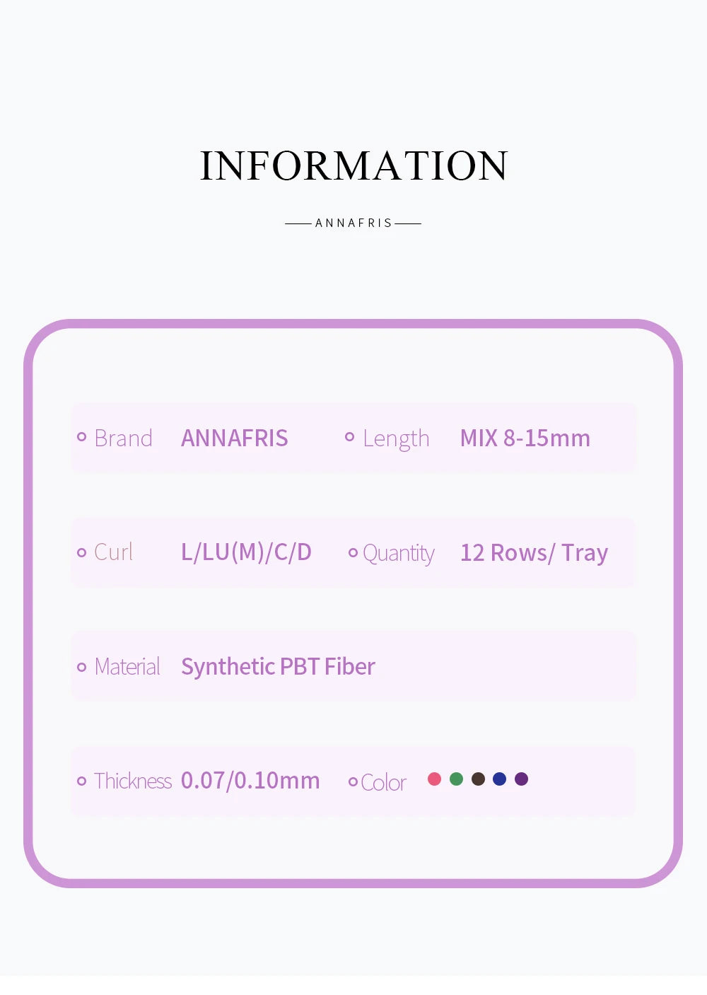 Colored Lashes Eyelash Extensions C/D/L/LU(M) Curl Mix 8-15mm Natural Soft Individual Green/Blue/Brown/Purple/Pink Eyelashes