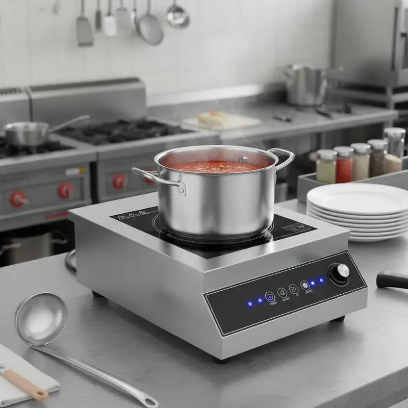 Portable Induction Cooktop, 5000W Commercial Induction Burner with 16 Temperature Settings, Stainless Steel Countertop Induction Hot Plate with 4H Timer, Child Lock, for Restaurant Cooking