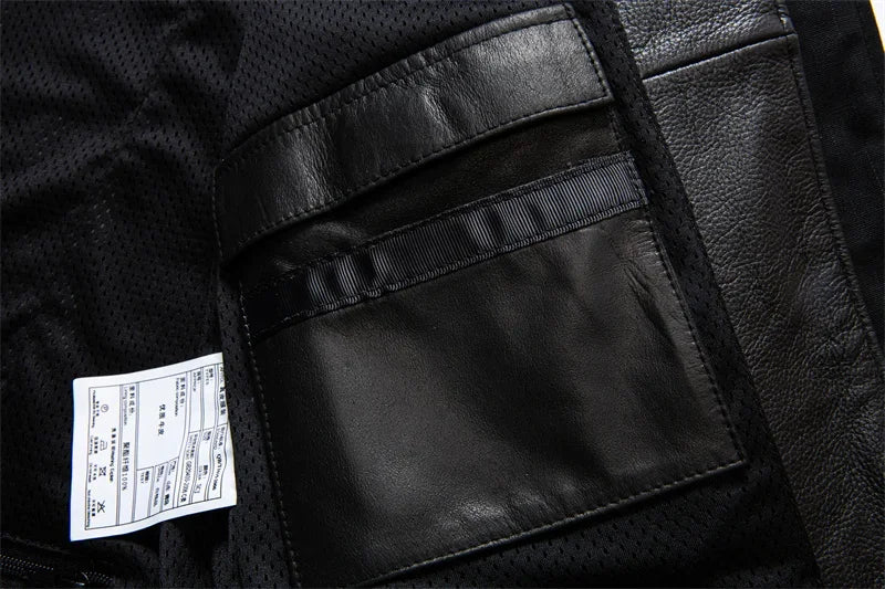 2025 New Top Layer Cowhide  Leather  Jacket Men Black Stand Collar Short Genuine Leather Coat High Quality  Motorcycle Jackets