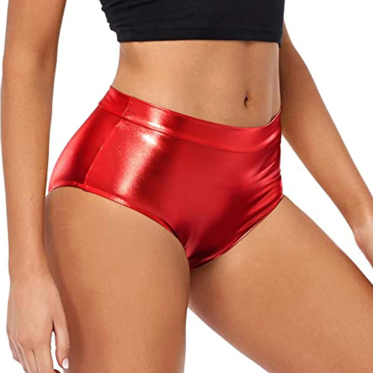 Women's Shiny Booty Shorts Faux Leather Hot Pants Rave Dance Festival Bottoms Pole Dancing Performance Shorts Party Clubwear
