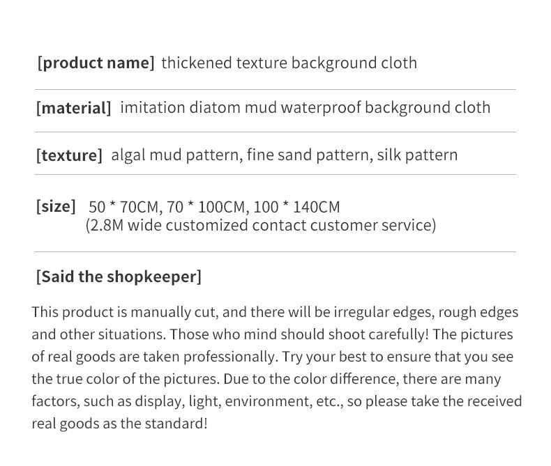 Texture Background Cloth Backdrops Photo Studio Shooting Props Photography Diatom Mud Advanced for Tiktok Live 50*70/56*100cm