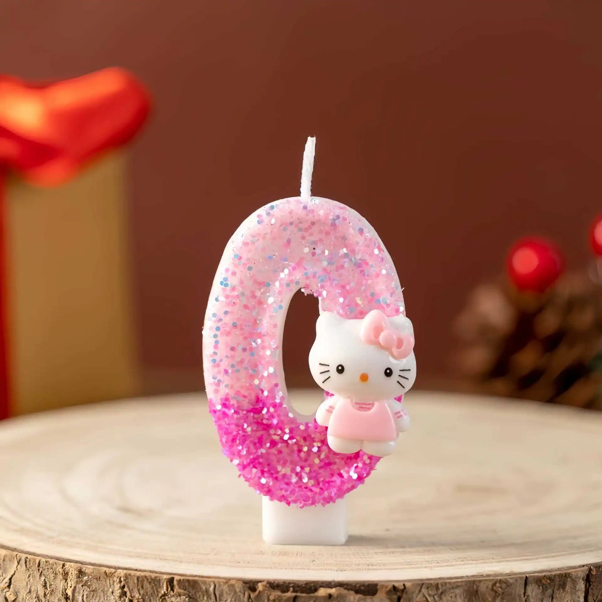 Cute cartoon cat digital candle 0-9 pink birthday candle cake party decoration
