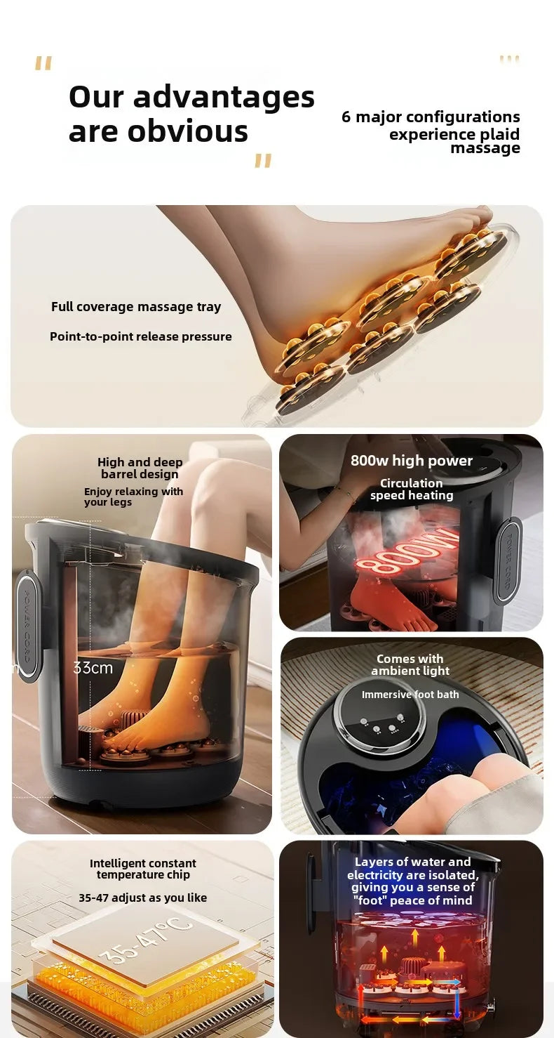 Fully Automatic Constant Temp Massage Foot Bath Tub Household Relax Foot Soak Basin