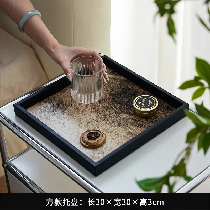 Medieval Horsehair Wooden Trays Light Luxury High Aromatherapy Entrance Trays Jewelry Exquisite Home Accessories Dienblad XYTP40