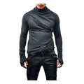 Spring Autumn Men Top Slim Fit Casual Men Pleated Collar Shirt Stretchy Long Sleeves Pullover Sweatshirt for Sports Street Wear