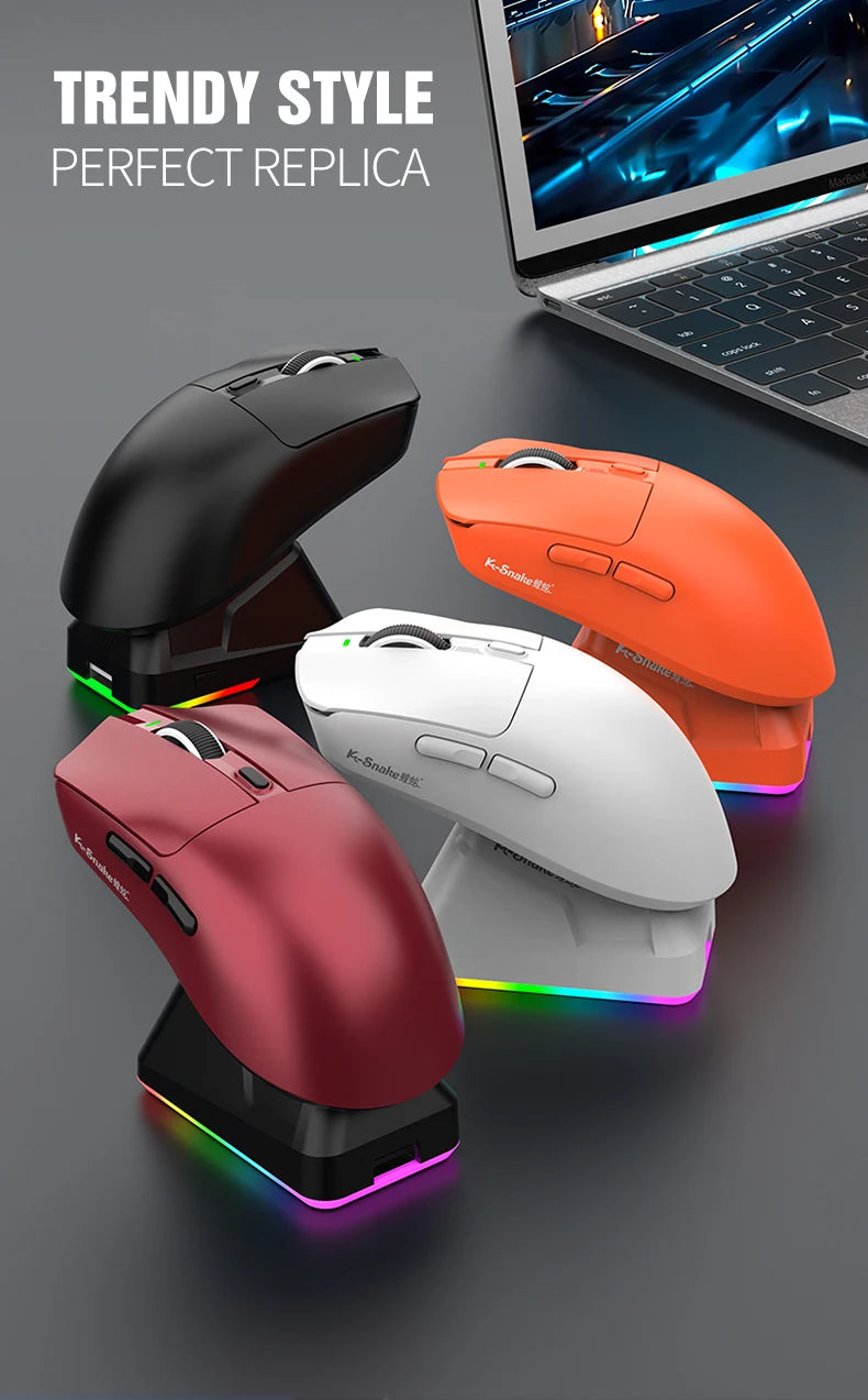 KEBIDUMEI X11 PAW3311 Tri-Mode Wireless Mouse 12000 DPI Gaming Mouse RGB Touch Magnetic Charging Base Bluetooth /2.4G/Wired Mice