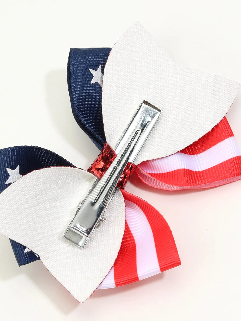 2Pcs USA Flag Bow Hair Clip Ribbon Patriotic American Flag Design Red White Blue Bow Barrettes For 4th Of July Party Accessories