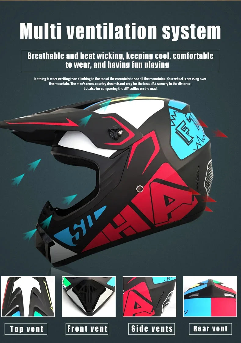 Full Face Off-Road Helmet: Conquer Every Trail DOT Certified Safety Unbeatable Value Built for Adventure for youth kids