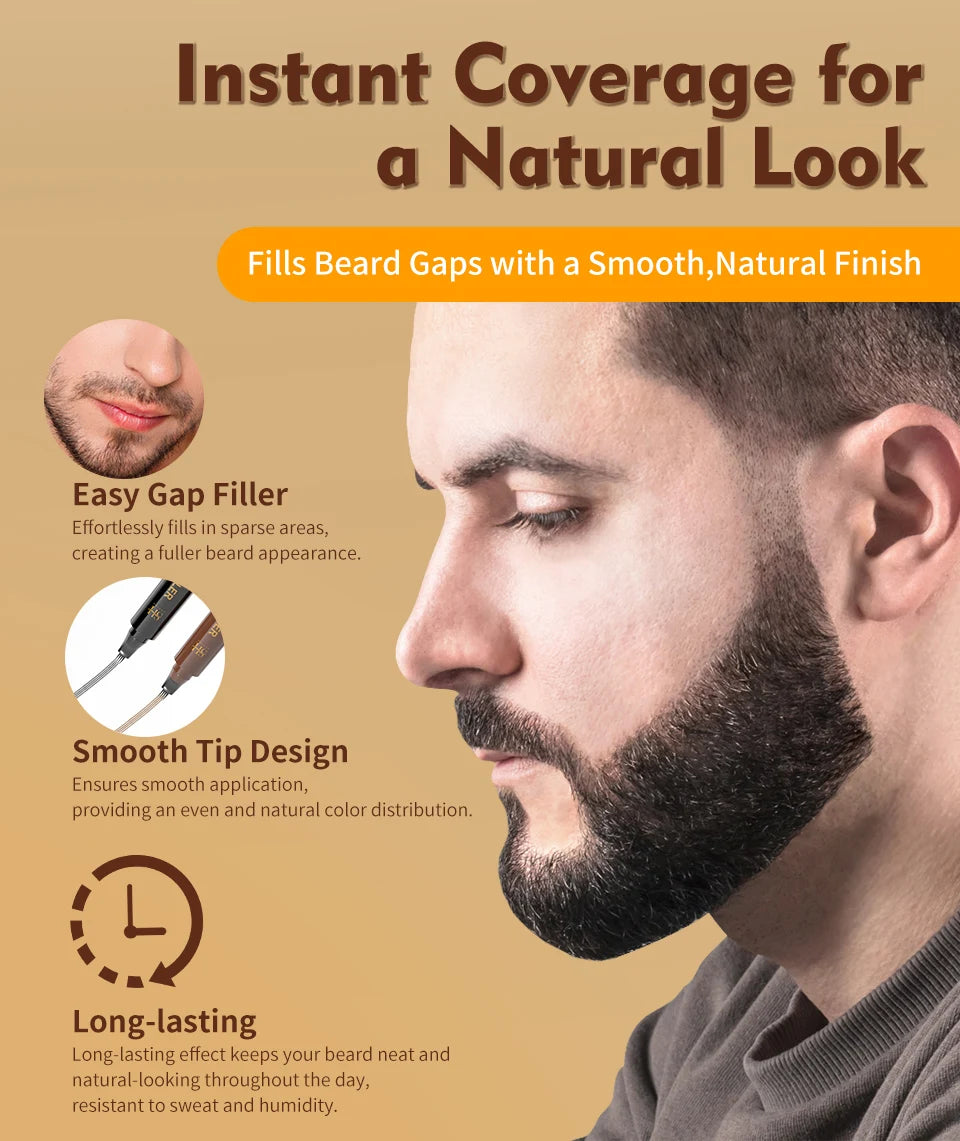 Beard Filling Pen Kit Four Prong Beard Filler Pencil With Beard Brush Waterproof Male Moustache Repair Shaping Coloring Pen