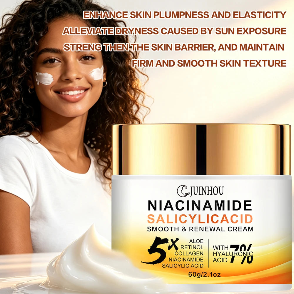 JUINHOU Facial Cream 5% Niacinamide 2% Salicylic Acid Oil Control Pore Cleansing Smooth Uneven Skin Daily Facial Moisturizer