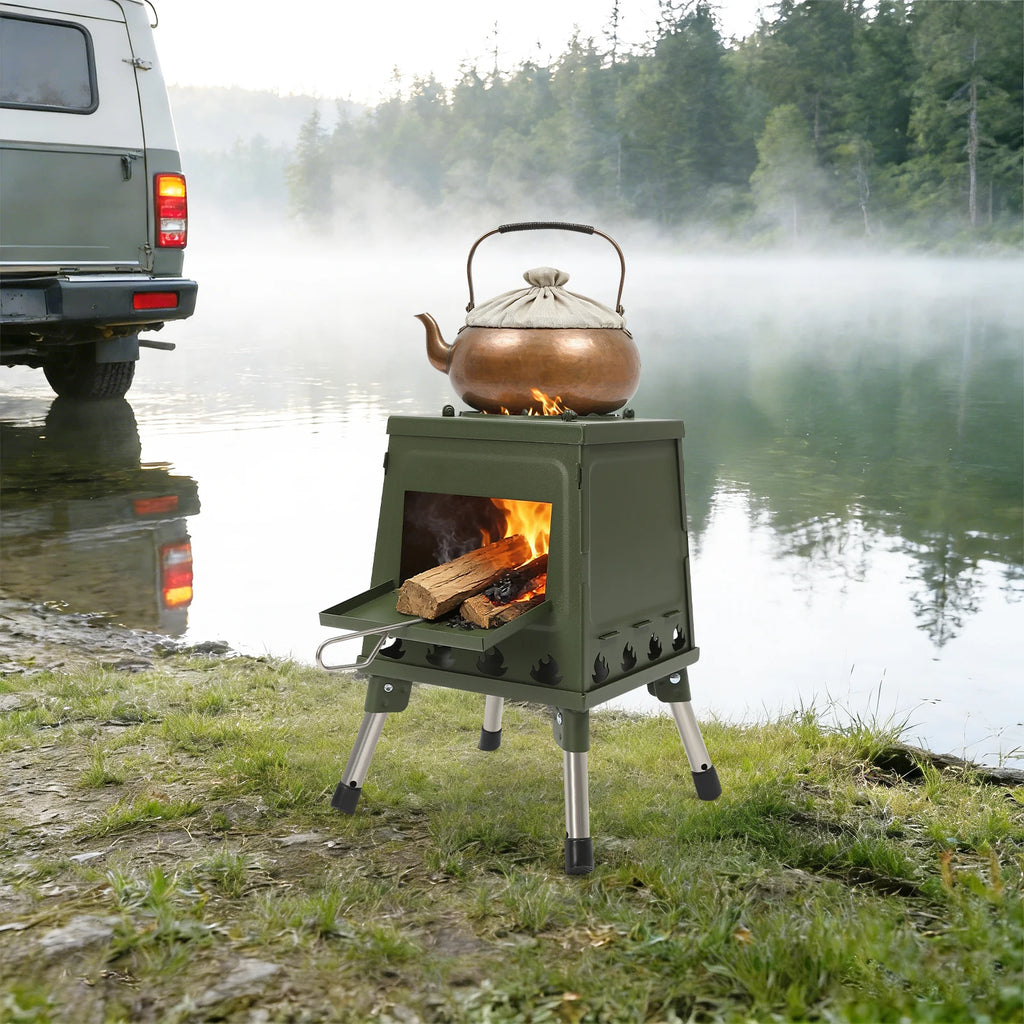 Tent Stove | Black/Green | Portable Wood Stove for Camping Outdoor | Tent Heater Camping Stove Wood Tent Stove Outdoor