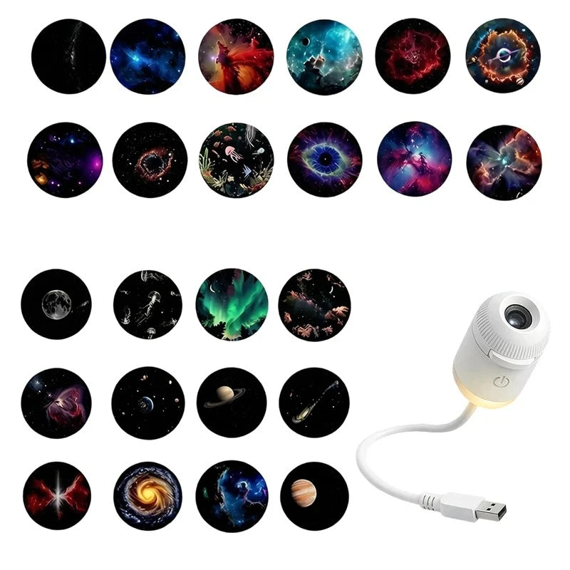 2-in-1 Galaxy Projector Light Mini USB Car Interior Ambient Lamp Galaxy LED Starry Sky for Party Home Bedroom Sleep Decoration
