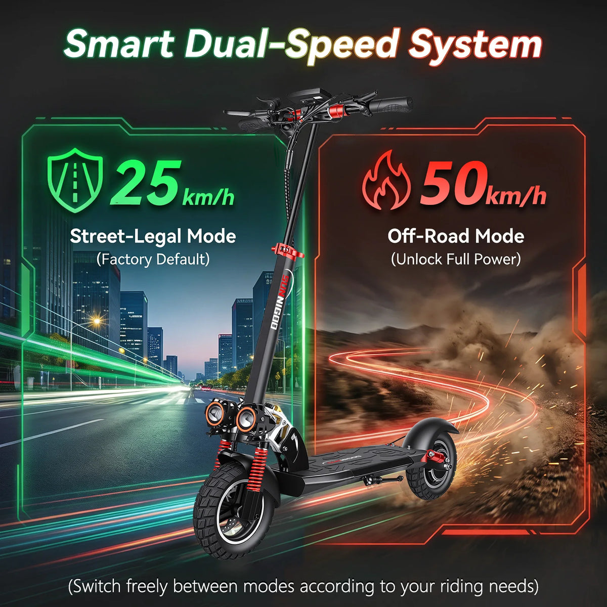 SUNNIGOO Electric Scooter for Adults With NFC Lock 48v 800w Powerful Motor Send Seat Foldable Scooter 15ah 55km Long Range