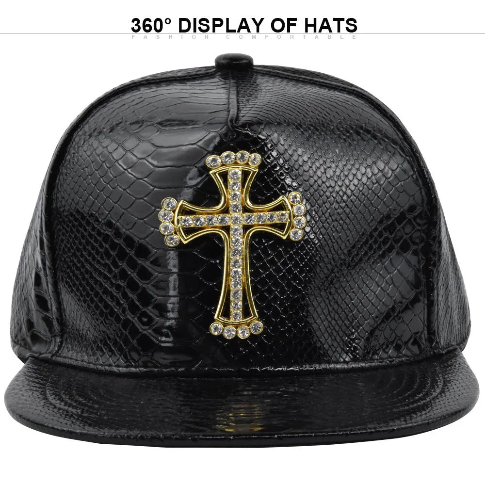 Hip-hop cap The cross Jesus metal label Fashion Break dancing Street dance Flat brim hat cap Hip Hop Fitted Cap Youth tide cap