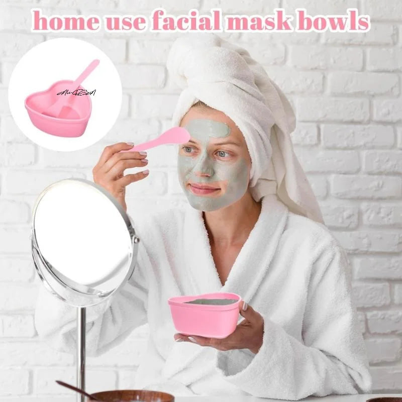 3/6 Sets Heart-Shaped Facial Mask Mixing Bowls with Scraper - Plastic DIY Skin Care Tools for Family And Salon Use