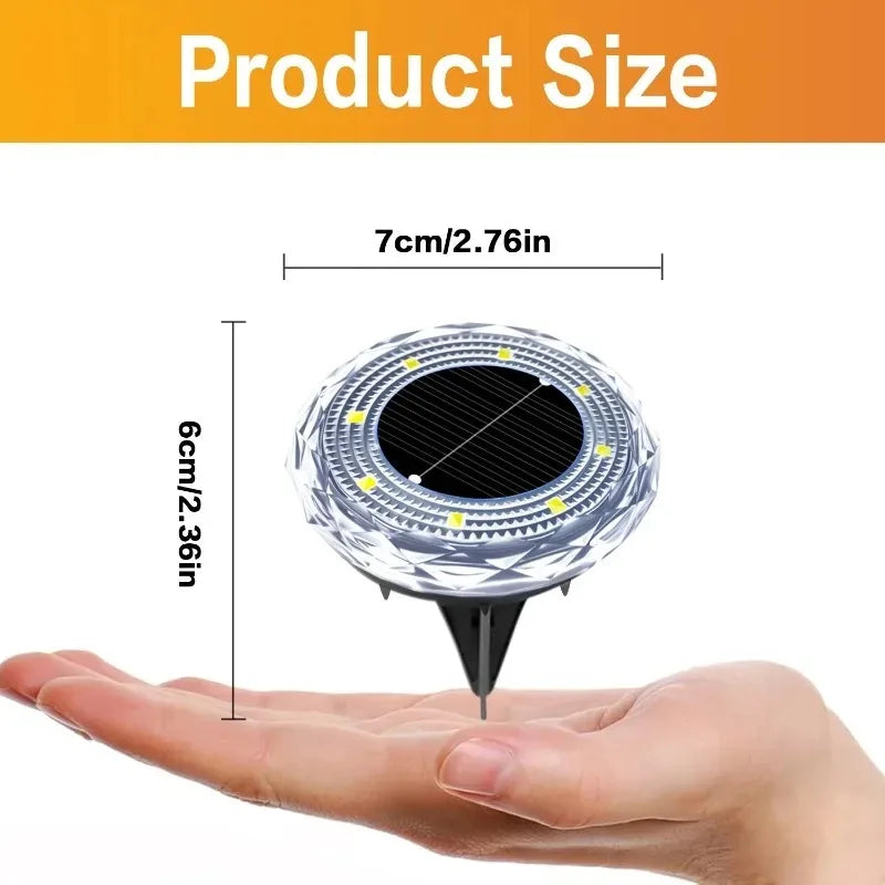 Solar LED Underground Light 8LED Outdoor Lawn Light Waterproof Path Light for Lawn Decoration Garden Terrace Courtyard